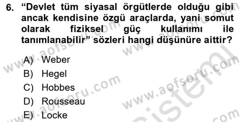 Yurttaşlık ve Çevre Bilgisi Dersi 2022 - 2023 Yılı Yaz Okulu Sınav Soruları 6. Soru