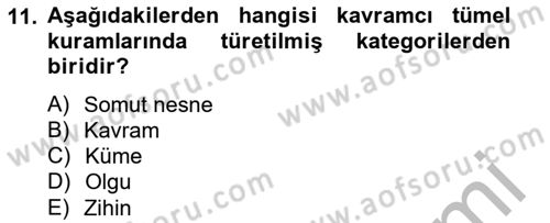 Metafizik Dersi 2012 - 2013 Yılı (Vize) Ara Sınav Soruları 11. Soru