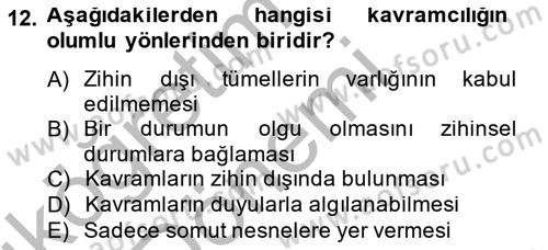 Metafizik Dersi 2012 - 2013 Yılı (Vize) Ara Sınav Soruları 12. Soru