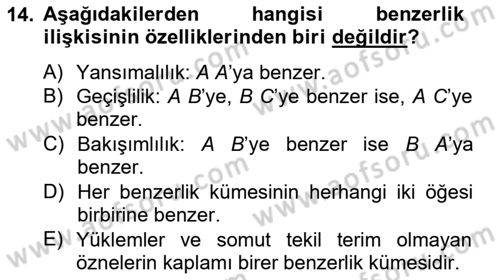 Metafizik Dersi 2012 - 2013 Yılı (Vize) Ara Sınav Soruları 14. Soru