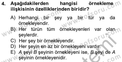 Metafizik Dersi 2012 - 2013 Yılı (Vize) Ara Sınav Soruları 4. Soru