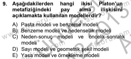 Metafizik Dersi 2012 - 2013 Yılı (Vize) Ara Sınav Soruları 9. Soru