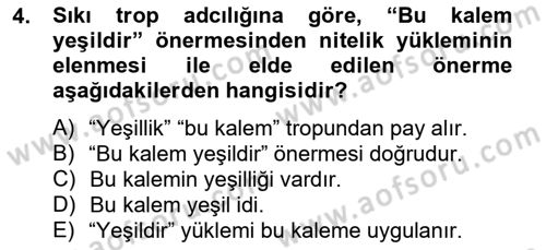 Metafizik Dersi 2012 - 2013 Yılı (Final) Dönem Sonu Sınav Soruları 4. Soru