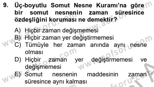 Metafizik Dersi 2012 - 2013 Yılı (Final) Dönem Sonu Sınav Soruları 9. Soru