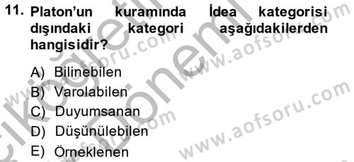 Metafizik Dersi 2013 - 2014 Yılı (Vize) Ara Sınav Soruları 11. Soru