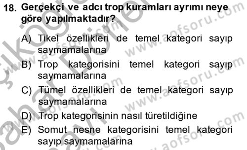 Metafizik Dersi 2013 - 2014 Yılı (Vize) Ara Sınav Soruları 18. Soru