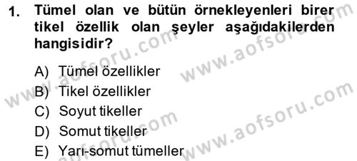 Metafizik Dersi 2013 - 2014 Yılı (Final) Dönem Sonu Sınav Soruları 1. Soru