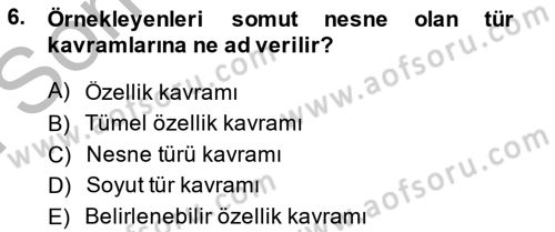 Metafizik Dersi 2013 - 2014 Yılı (Final) Dönem Sonu Sınav Soruları 6. Soru