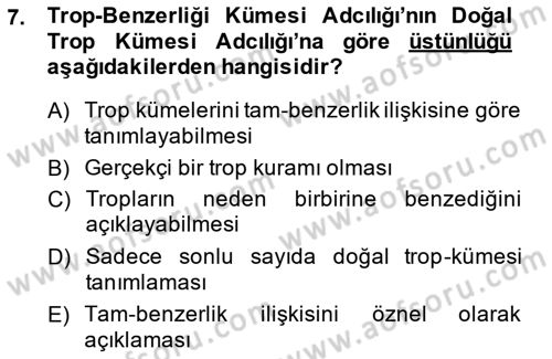 Metafizik Dersi 2013 - 2014 Yılı (Final) Dönem Sonu Sınav Soruları 7. Soru