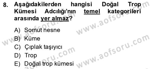 Metafizik Dersi 2013 - 2014 Yılı (Final) Dönem Sonu Sınav Soruları 8. Soru