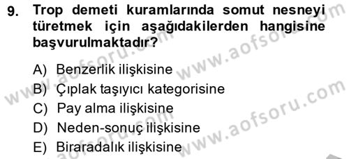 Metafizik Dersi 2013 - 2014 Yılı (Final) Dönem Sonu Sınav Soruları 9. Soru