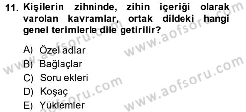 Metafizik Dersi 2014 - 2015 Yılı (Vize) Ara Sınav Soruları 11. Soru