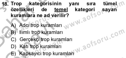 Metafizik Dersi 2014 - 2015 Yılı (Vize) Ara Sınav Soruları 18. Soru