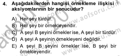 Metafizik Dersi 2014 - 2015 Yılı (Vize) Ara Sınav Soruları 4. Soru