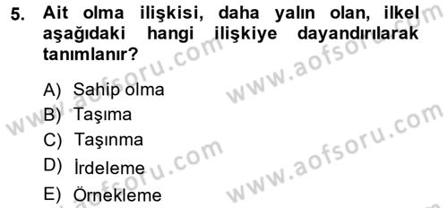 Metafizik Dersi 2014 - 2015 Yılı (Vize) Ara Sınav Soruları 5. Soru