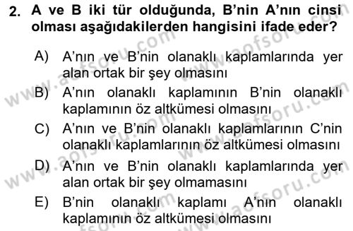 Metafizik Dersi 2015 - 2016 Yılı (Final) Dönem Sonu Sınav Soruları 2. Soru