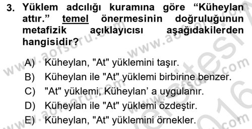 Metafizik Dersi 2015 - 2016 Yılı (Final) Dönem Sonu Sınav Soruları 3. Soru