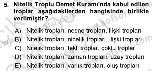 Metafizik Dersi 2016 - 2017 Yılı (Final) Dönem Sonu Sınav Soruları 5. Soru