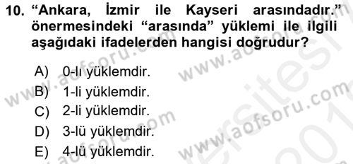 Metafizik Dersi 2017 - 2018 Yılı (Vize) Ara Sınav Soruları 10. Soru