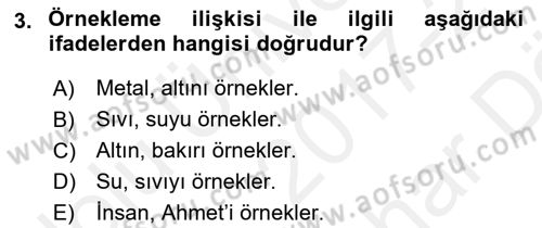 Metafizik Dersi 2017 - 2018 Yılı (Vize) Ara Sınav Soruları 3. Soru