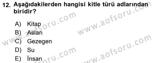 Metafizik Dersi 2017 - 2018 Yılı (Final) Dönem Sonu Sınav Soruları 12. Soru