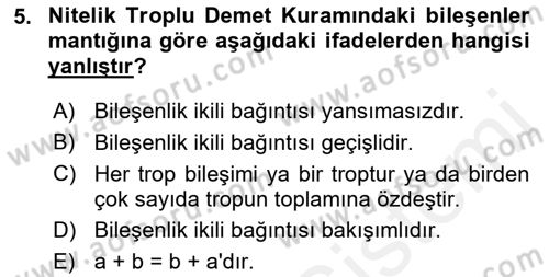 Metafizik Dersi 2017 - 2018 Yılı (Final) Dönem Sonu Sınav Soruları 5. Soru