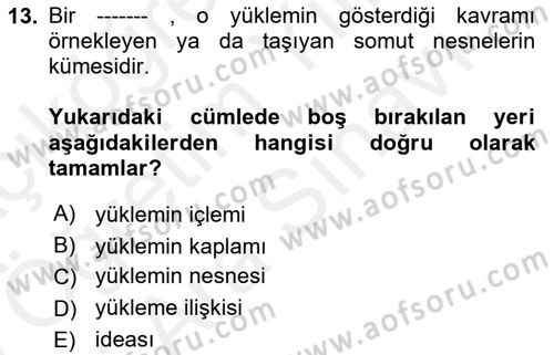Metafizik Dersi 2018 - 2019 Yılı (Vize) Ara Sınav Soruları 13. Soru