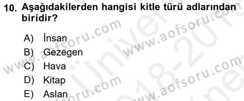 Metafizik Dersi 2018 - 2019 Yılı (Final) Dönem Sonu Sınav Soruları 10. Soru