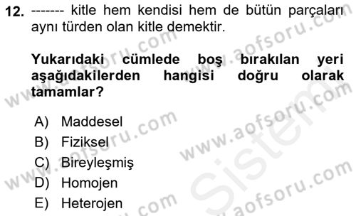 Metafizik Dersi 2018 - 2019 Yılı (Final) Dönem Sonu Sınav Soruları 12. Soru