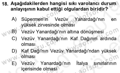 Metafizik Dersi 2018 - 2019 Yılı (Final) Dönem Sonu Sınav Soruları 18. Soru