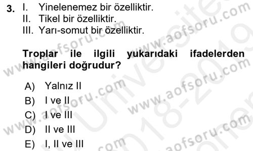 Metafizik Dersi 2018 - 2019 Yılı (Final) Dönem Sonu Sınav Soruları 3. Soru