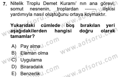 Metafizik Dersi 2018 - 2019 Yılı (Final) Dönem Sonu Sınav Soruları 7. Soru