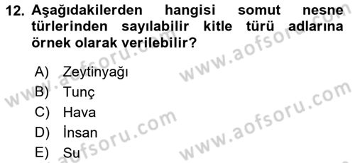 Metafizik Dersi 2018 - 2019 Yılı Yaz Okulu Sınav Soruları 12. Soru