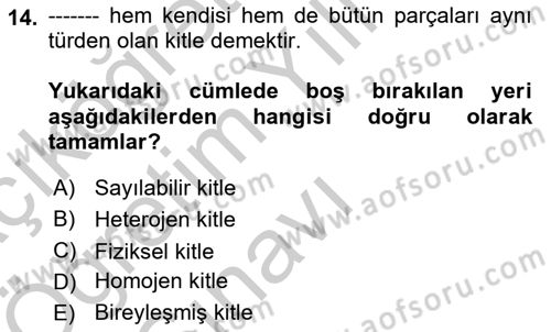 Metafizik Dersi 2018 - 2019 Yılı Yaz Okulu Sınav Soruları 14. Soru