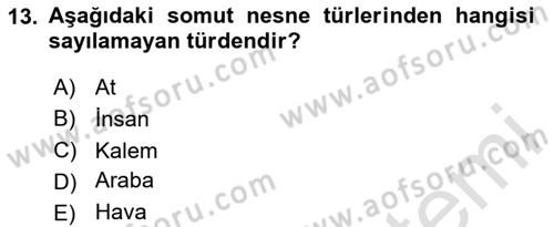 Metafizik Dersi 2020 - 2021 Yılı Yaz Okulu Sınav Soruları 13. Soru