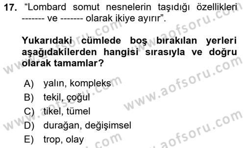 Metafizik Dersi 2020 - 2021 Yılı Yaz Okulu Sınav Soruları 17. Soru