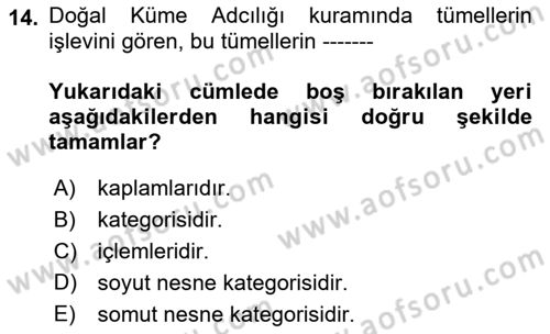 Metafizik Dersi 2021 - 2022 Yılı (Vize) Ara Sınav Soruları 14. Soru