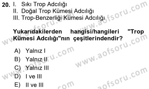 Metafizik Dersi 2021 - 2022 Yılı (Vize) Ara Sınav Soruları 20. Soru