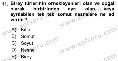 Metafizik Dersi 2021 - 2022 Yılı Yaz Okulu Sınav Soruları 11. Soru