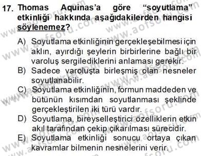 Ortaçağ Felsefesi 1 Dersi 2013 - 2014 Yılı (Vize) Ara Sınav Soruları 17. Soru