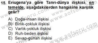 Ortaçağ Felsefesi 1 Dersi 2014 - 2015 Yılı (Vize) Ara Sınav Soruları 15. Soru