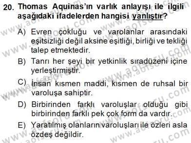 Ortaçağ Felsefesi 1 Dersi 2014 - 2015 Yılı (Vize) Ara Sınav Soruları 20. Soru