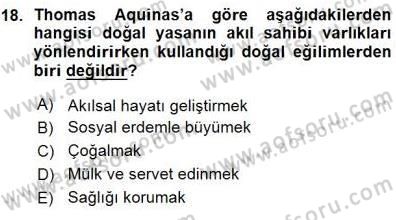 Ortaçağ Felsefesi 1 Dersi 2015 - 2016 Yılı (Vize) Ara Sınav Soruları 18. Soru
