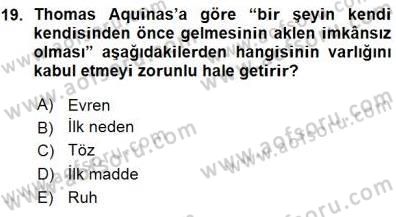 Ortaçağ Felsefesi 1 Dersi 2015 - 2016 Yılı (Vize) Ara Sınav Soruları 19. Soru