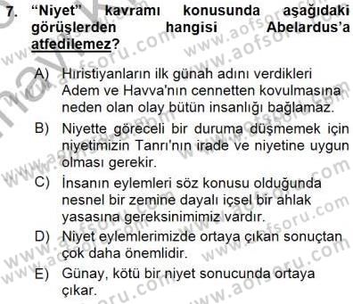 Ortaçağ Felsefesi 1 Dersi 2015 - 2016 Yılı (Vize) Ara Sınav Soruları 7. Soru