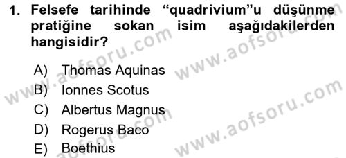 Ortaçağ Felsefesi 1 Dersi 2016 - 2017 Yılı (Vize) Ara Sınav Soruları 1. Soru