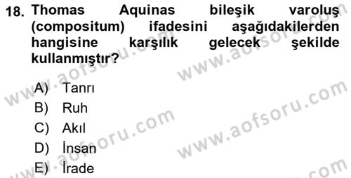 Ortaçağ Felsefesi 1 Dersi 2016 - 2017 Yılı (Vize) Ara Sınav Soruları 18. Soru