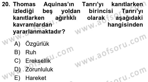 Ortaçağ Felsefesi 1 Dersi 2016 - 2017 Yılı (Vize) Ara Sınav Soruları 20. Soru