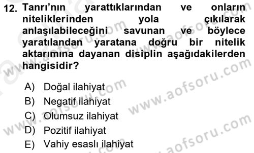 Ortaçağ Felsefesi 1 Dersi 2018 - 2019 Yılı (Vize) Ara Sınav Soruları 12. Soru