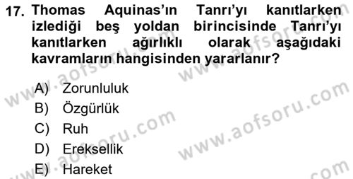 Ortaçağ Felsefesi 1 Dersi 2018 - 2019 Yılı (Vize) Ara Sınav Soruları 17. Soru